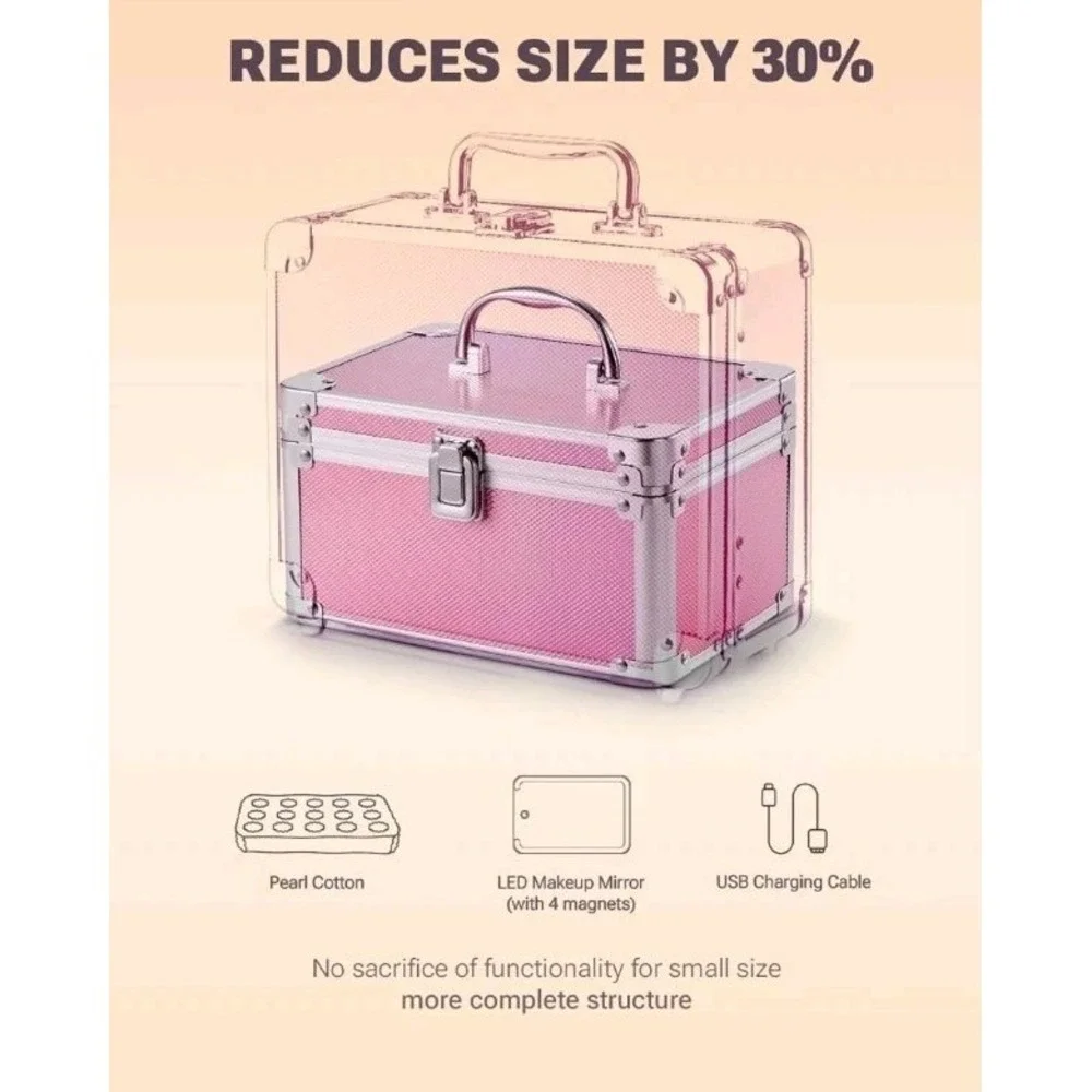 Qislee Makeup Box with Detachable Lighted Mirror – Waterproof Travel